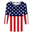 thumbnail image 4 of LYEAA American Shirts for Women 4th of July Tees Patriotic Anniversary Red White Blue T Shirts Independence Day 3/4 Sleeve Tops, 4 of 5