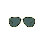 Angle View: Gucci - GG0062S LEATHER Green-Gold-Grey / Solid Smoke - Non Polarized