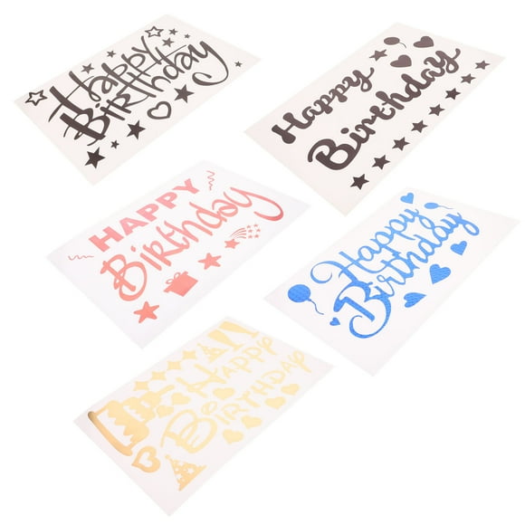 OULII 5Pcs Happy Birthday Stickers Color Letter Paper Decals for Birthday Party Supplies Adults