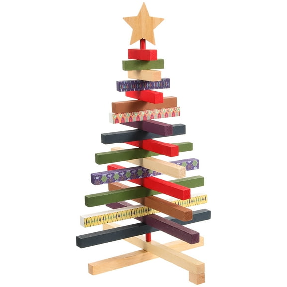 Gymnture christmas Wooden Rotating Tabletop Xmas Tree for Decorations