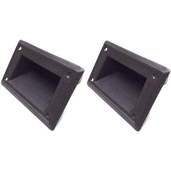 Miyako Cabinet Recessed Speaker Handle Pocket Style 4" x 3.5" - Long Lasting Heavy Duty Black ABS Plastic Construction 1 Pair (2 Pcs)