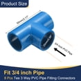 thumbnail image 2 of Uxcell 8Pcs Conector de Tee de 3 Vías de 3/4", Accesorios de Esquina de Grado para Construcción de Muebles, Accesorios de Codo para Estructura de Soporte de Estante de Jardín, Conexión de Carpa, Azul, 2 of 6