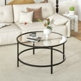 thumbnail image 5 of Costway 36'' Round Coffee Table Tempered Glass Tabletop Metal Frame Living Room Black, 5 of 10
