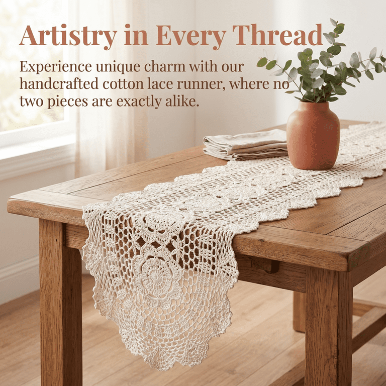 lace runner for dresser Vintage Ivory Lace Table Runner 14 x 36 | Floral Net Lace Dresser Scarf