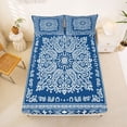 thumbnail image 5 of jejeloiu Nautical Vintage Floral Queen Sheets For Men Women,Paisley Print Queen Sheet Sets,Blue White,4 Pieces,1 Flat Sheet, 1 Fitted Sheet and 2 Pillowcases, 5 of 6