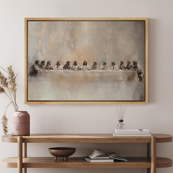 Vintage Last Supper Religious Painting Jesus Christ and Disciples Classic Biblical artwork Church Wall Decor, 8x12 UNFRAMED