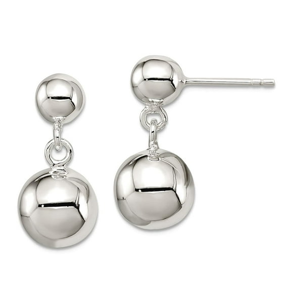 925 Sterling Silver Hollow Polished Round Bead Dangle Post Earrings 21x10mm Wide Dangle Earring for Women