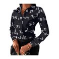 thumbnail image 1 of VISgogo Mujeres Retro Tops, Manga Larga Solapa Cuello Cadena / Floral / Letras / Cuadrado Estampado Primavera Otoño Fiesta Casual Blusa VISgogo moda, 1 of 2