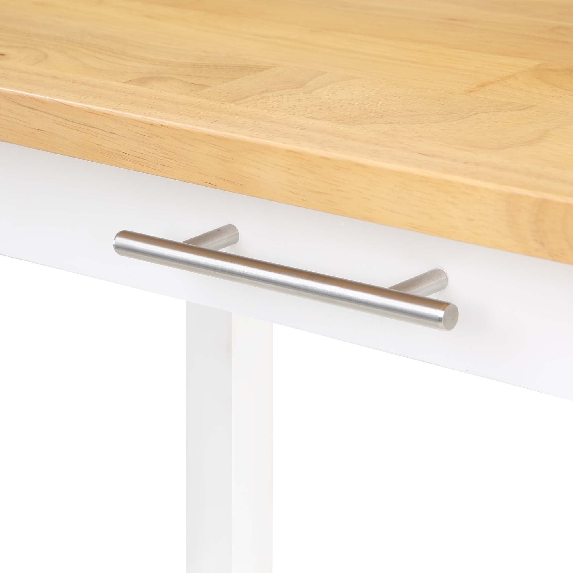 Convenience Concepts Designs2Go 3 Tier Butcher Block Kitchen Prep Island with Drawer, White/Butcher Block