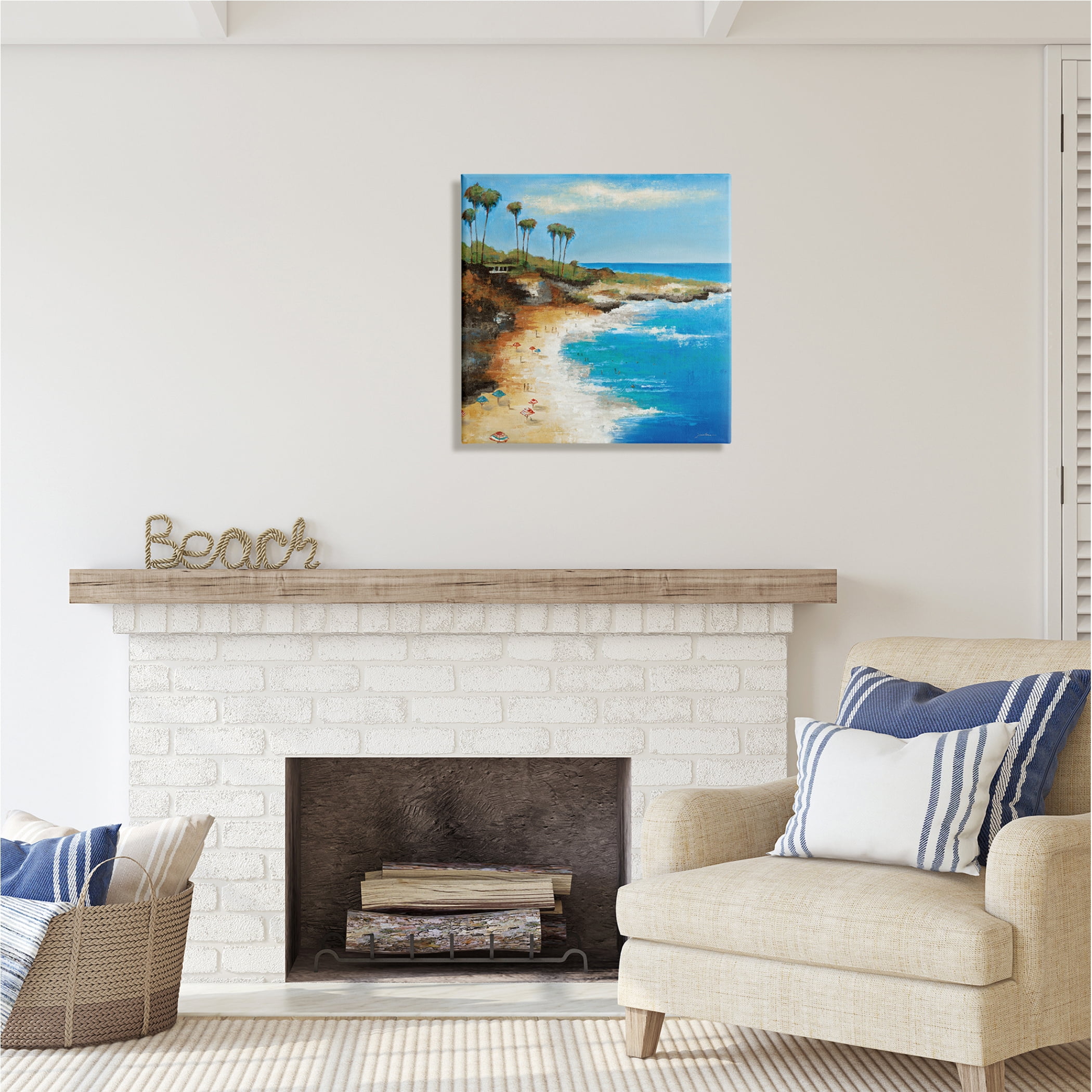 Stupell Industries Summer Beach Cove Nature Painting Gallery Wrapped Canvas Print Wall Art, 24 x 24