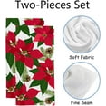 thumbnail image 2 of Coolnut Fingertip Hand Towels, Set of 2 Pcs Christmas Poinsettia Plants Absorbent Face Bath Towels for Bathroom Kitchen, 30"x15", 2 of 6