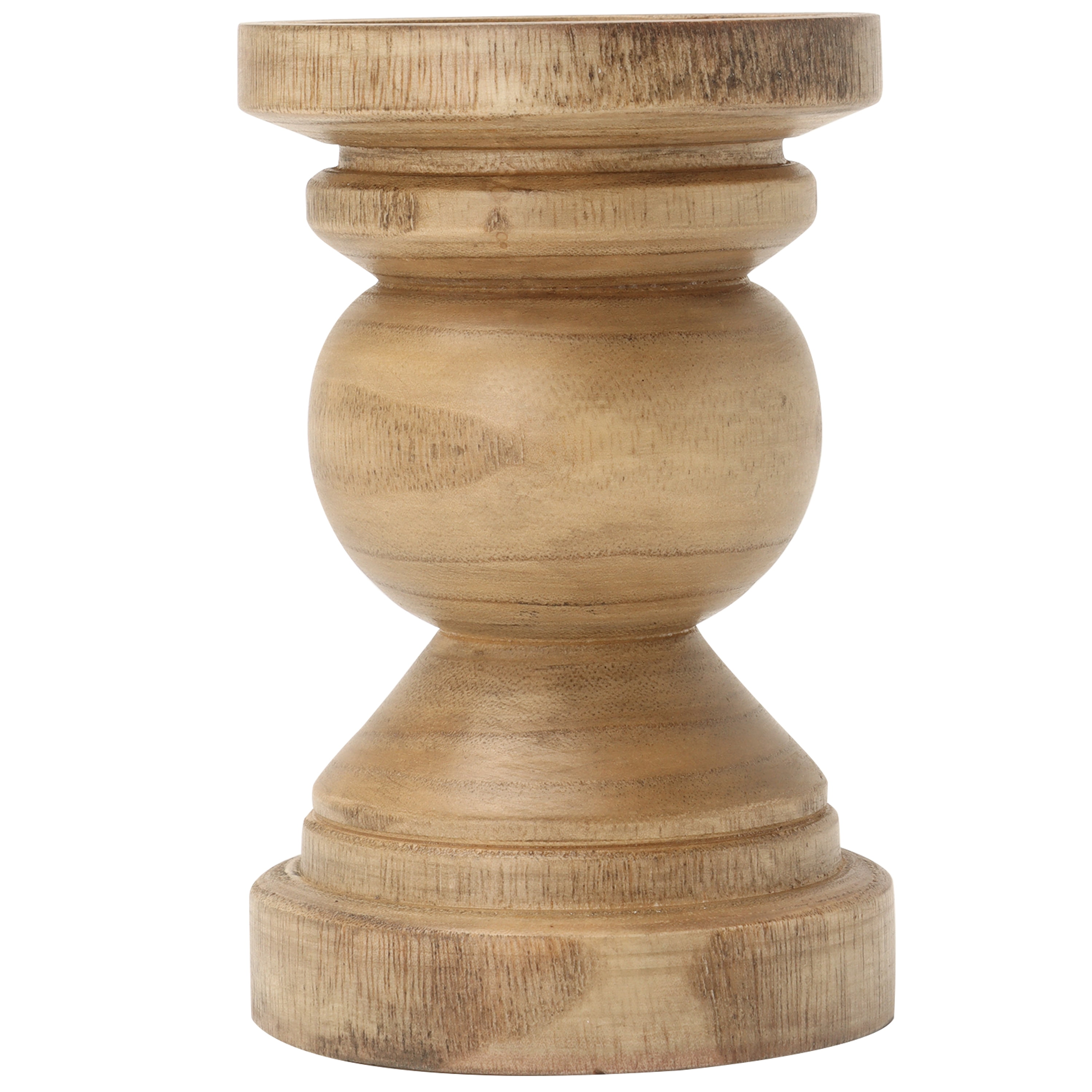 (2 pack) Mainstays 6" Decorative Wood Pillar Candle Holder, Natural