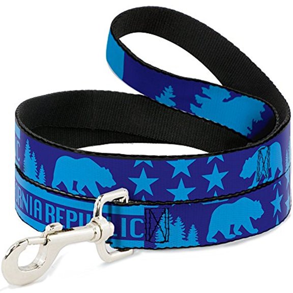 Dog Leash California Republic Bear Stars Silhouette Blues 4 Feet Long 1.5 Inch Wide