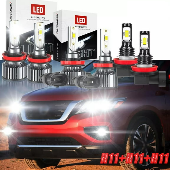 For Nissan Pathfinder 2017 2018 2019 2020 - 6x Combo LED Headlight   Fog Light Bulbs Kit 6500K White