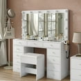 thumbnail image 2 of Yanosaku Modern Lighted Vanity Stool with Mirror, 12 LED Lights, Storage Drawers, Adjustable Brightness, 2 of 8