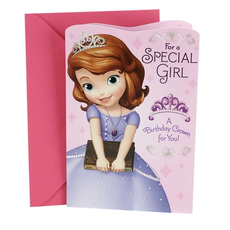 Hallmark Birthday Greeting Card for Girls (Sofia the First Wearable