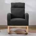 thumbnail image 3 of Modern Accent Rocking Chair with Solid Wood Legs, Mid-Century Nursery Rocking Armchair with Ergonomic High Backrest , Glider Rocker with Side Pocket for Living Room, Lounge and Bed Room, Dark Gray, 3 of 9