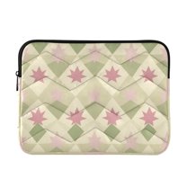 FORMRS 13-13.3 inch Laptop Sleeve Case Soft Carrying Quilted Computer Bag Cover, Pastel Green Geometric