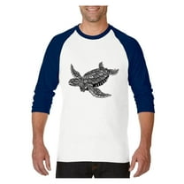 MmF - Mens Raglan Sleeve Baseball T-Shirts, up to Size 3XL - Sea Turtle Hawaii