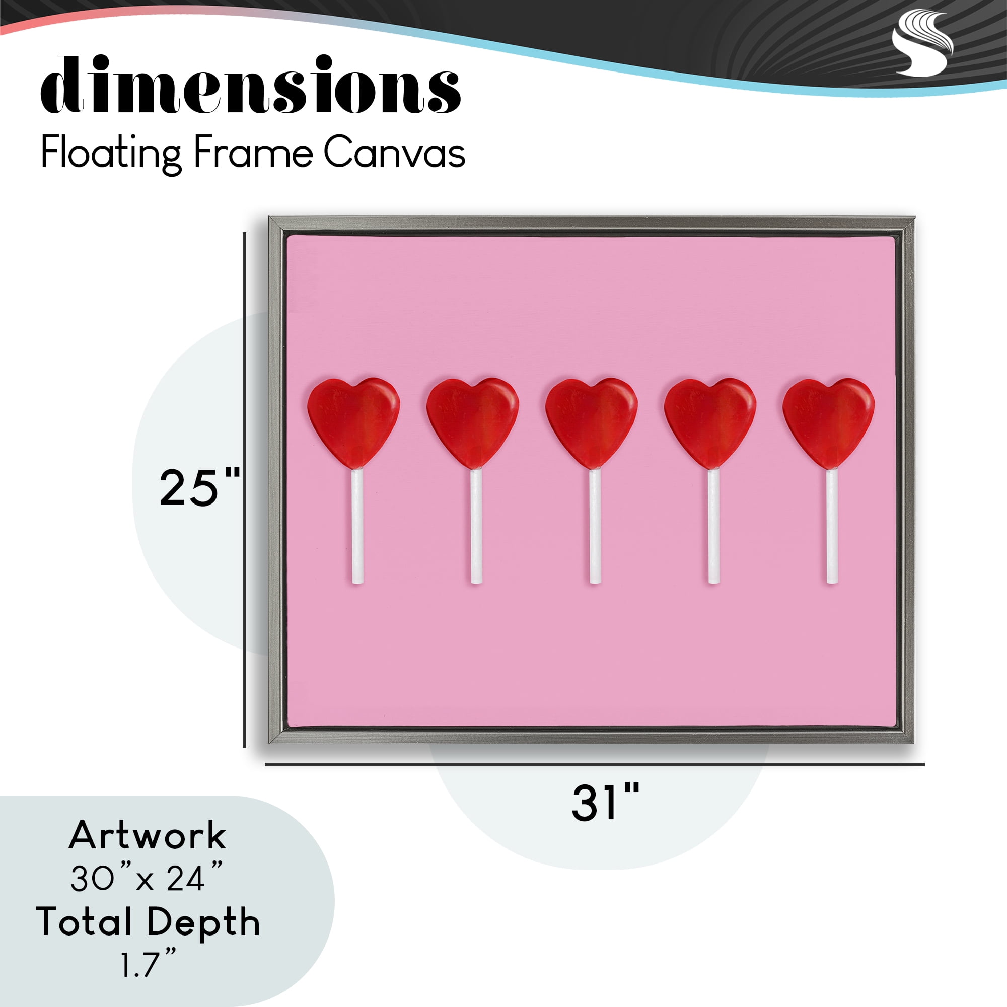 Stupell Industries Valentine's Heart Pops Gray Framed Floater Canvas Wall Art, design by LISH Creative