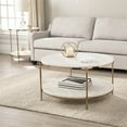 thumbnail image 2 of Southern Enterprises Silas 33,25" Table Basse Ronde en Fausse Pierre en Blanc, 2 of 2