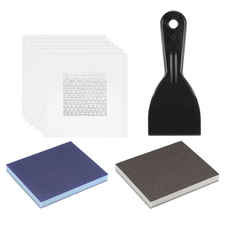 

Uxcell 2 Self-Adhesive Fiberglass Mesh 3 Putty Scraper #150 #220 Sandpaper Aluminum Wall Repair Patch Set 9Pack