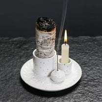 1Pcs Ceramic Incense Burner Holder Multifunctional 4-in-1 for Palo Santo Sage Sticks Candles & Crystals Ideal for Christmas