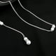 thumbnail image 3 of EeaseMX Collar de novia con colgante de perlas de cristal, espalda descubierta, cadena larga de perlas, borlas y fondo (plata), 3 of 7