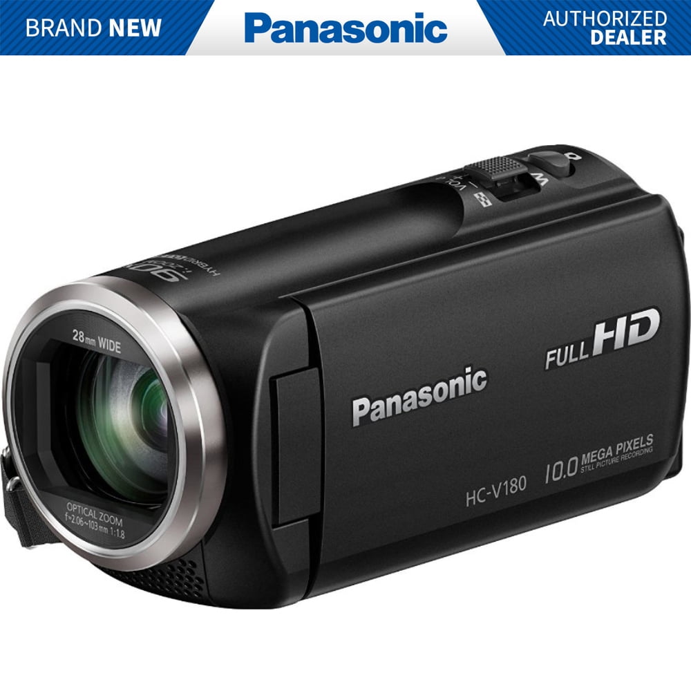 gat heroïsch Bewust worden Panasonic HC-V180K Full HD Camcorder with 50x Stabilized Optical Zoom -  Black - Walmart.com