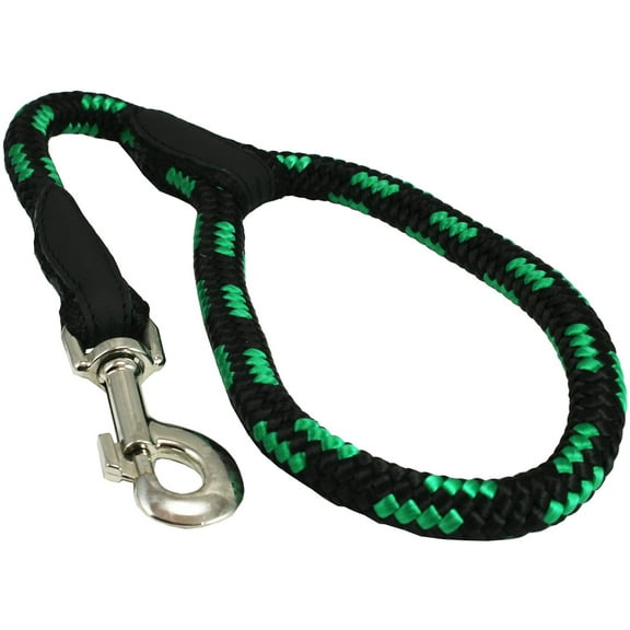 Dogs My Love 18-inch Rope Dog Leash Short (Green/Black, Large 1/2" (12mm) diam)