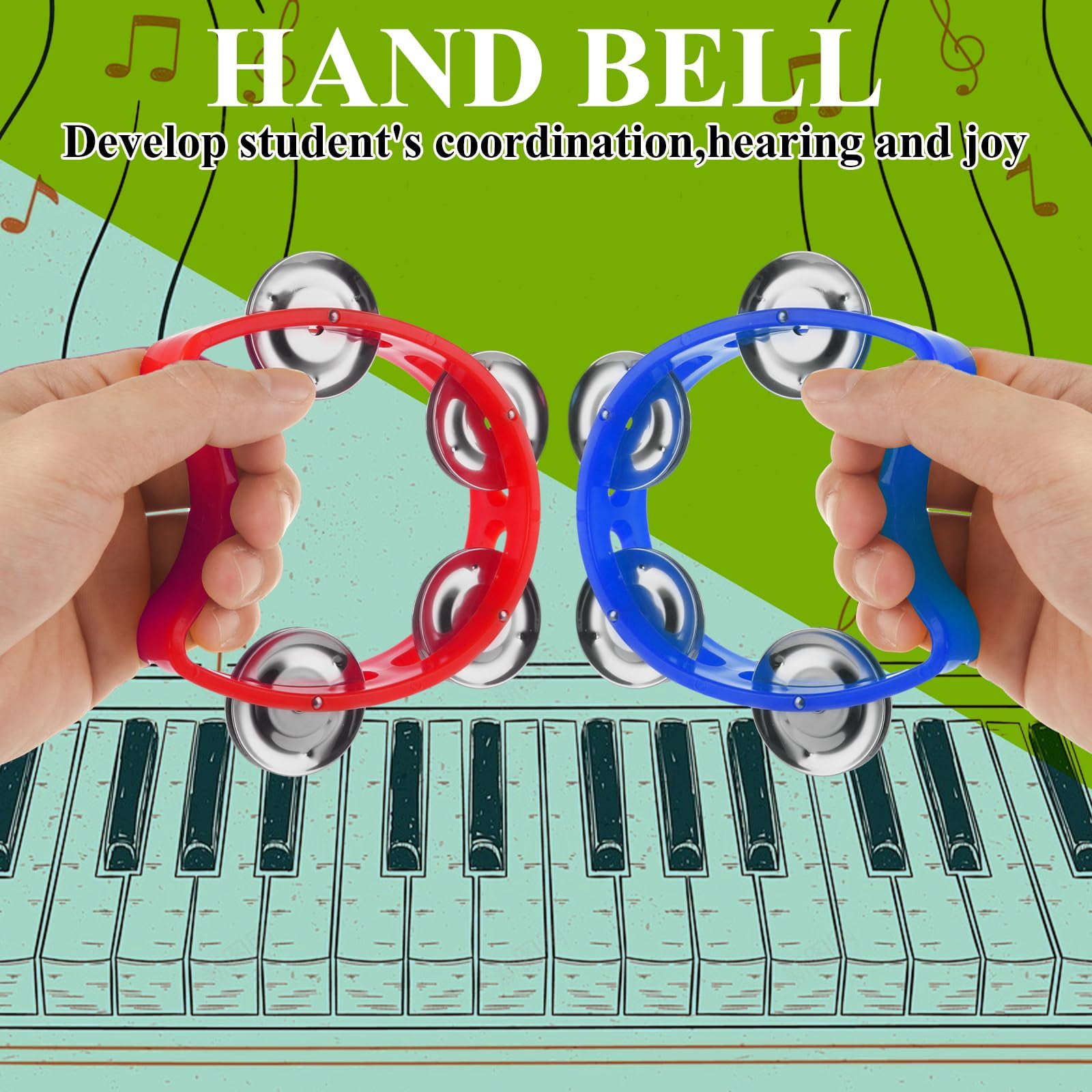 30pcs Tambourines For Adults  Musical Instrument Tamborines Bulk With 4 Bells Handheld Percussion Drum Tambourine Church Christian Birthday Christmas Party
