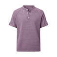 thumbnail image 5 of Lzobxe T Shirts for Man Contrast Color Henley Short Sleeve Casual Placket,Size S-4XL, 5 of 7