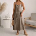 thumbnail image 2 of Laqbezok Women's Cotton Linen Camisole Dress, Casual Sleeveless Scoop Neck Midi Gown, Loose Solid Color Flowy Sun Dress for Summer Vacation, 2 of 5