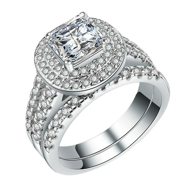 Xihbxyly Anillos de Compromiso con Diamantes Dorados, Corte Princesa de Diamantes con Circonitas, Anillos de Compromiso para Bodas, Aniversarios y Promesas.