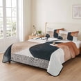 thumbnail image 2 of King Quilt Set 96''x106'', Black Brown Abstract Art Lightweight Summer Bedspread Coverlet Set with 2 Pillow Shams, Modern Geometric Luxury Breathable All Season Quilt Bedding for Bedroom/Guest Room, 2 of 9