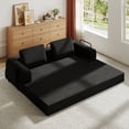 thumbnail image 2 of Convertible Sleeper Sofa Bed with Cylindrical Pillow Corduroy Folding Mattress Couch Fixed-Shape Steel Frame 2-in-1 for Living Room Bedroom Lounge Studio Comfortable Space-Saving Easy to Fold, Black, 2 of 9