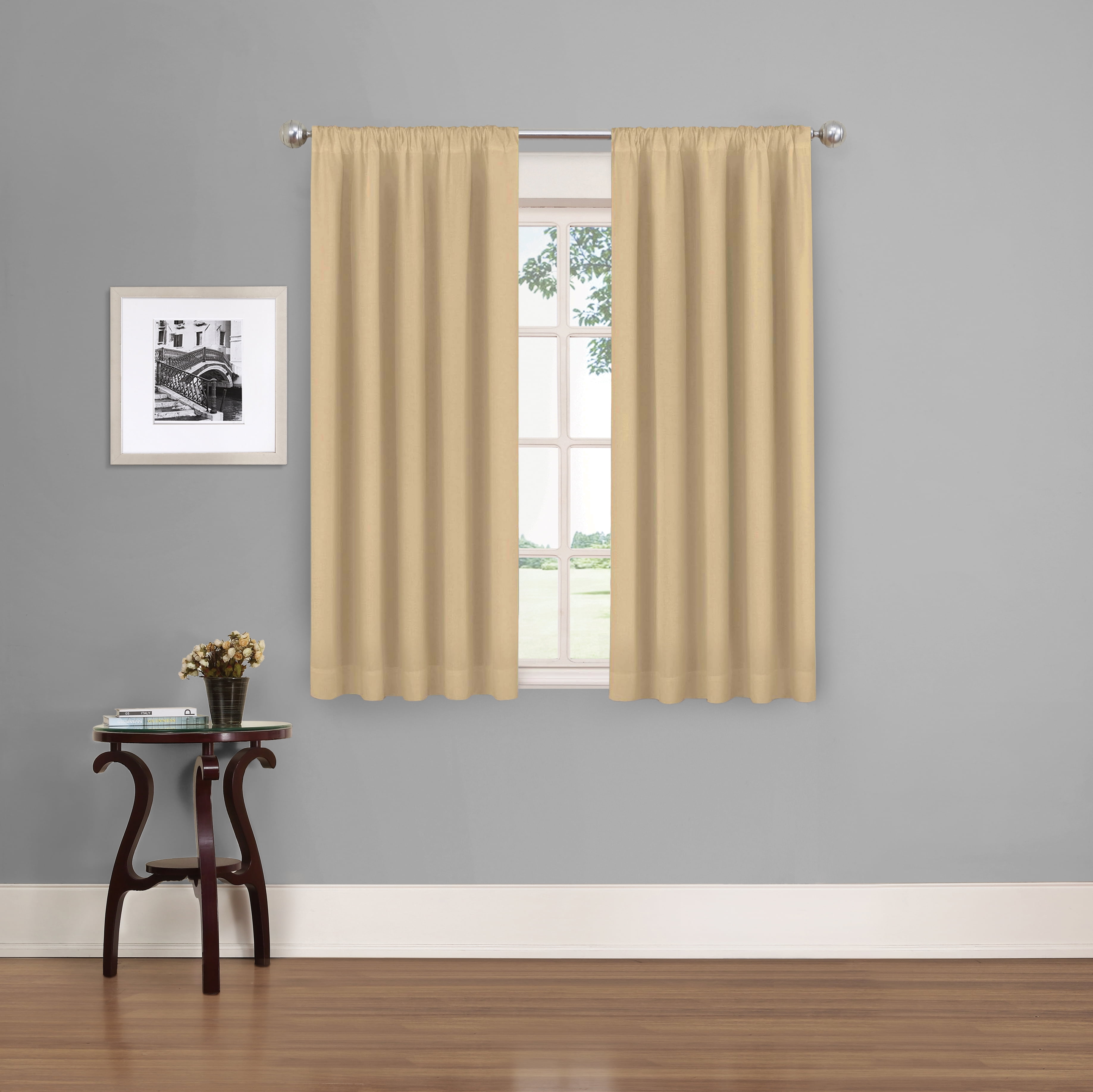 (3 pack) Eclipse Phoenix Solid Blackout Curtains, 63 Inch Long, Set of 2, Wheat, 37" W x 63" L