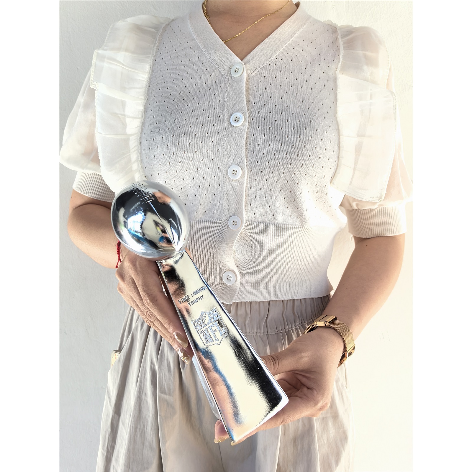 SUSANMAISON 23/34/56cm Designs Fantasy American Football Trophy Chrome Replica Championship Trophy First Place Winner Award for League,silver