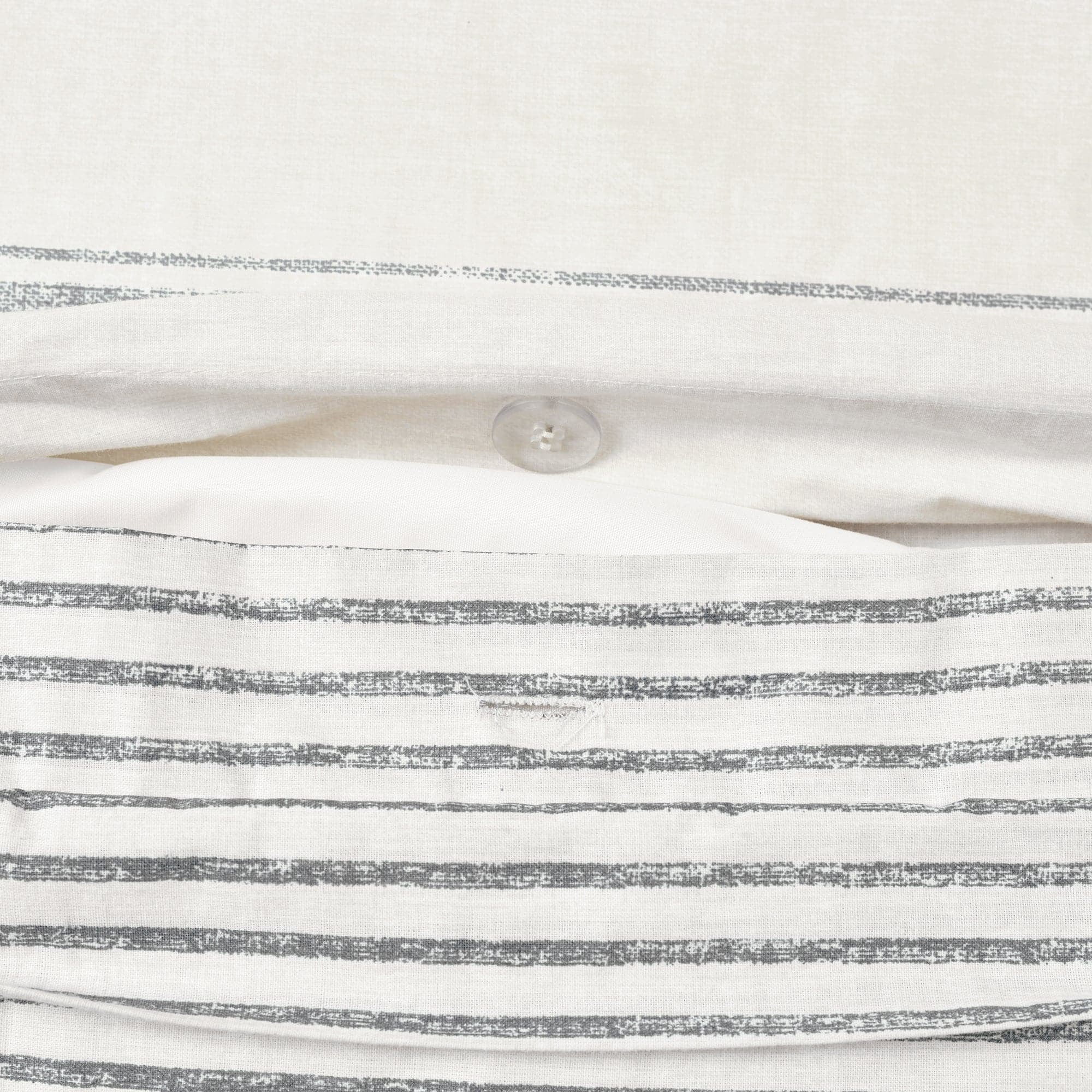 Lush Decor Farmhouse Stripe Reversible Cotton Duvet Cover Black 3Pc Set Full/Queen