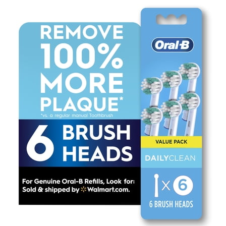 Oral-B Daily Clean Electric Toothbrush Replacement Brush Heads Refill, 6 count