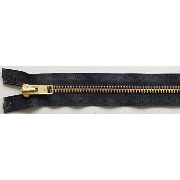 Field's Fabrics #10 Solid Brass Heavy Separating Metal Zipper by YKK Brand (Black, 32")