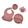 thumbnail image 3 of plato de silicona,cuenco de silicona plato tenedor cuchara vajilla,Juego de platos de alimentación para cena con cuenco de succión para bebé,Placa de succión Tapa de tazón Babero Rosa, 3 of 8