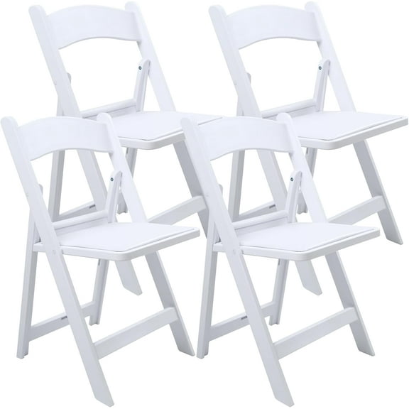 VibrantEcho 4 Pack White Resin Folding Chair with Cushion & Backrest,700LB Weight Capacity Event Chair,Indoor/Outdoor Lightweight Foldable Chair for Meeting Room/Party/Hotel/Garden