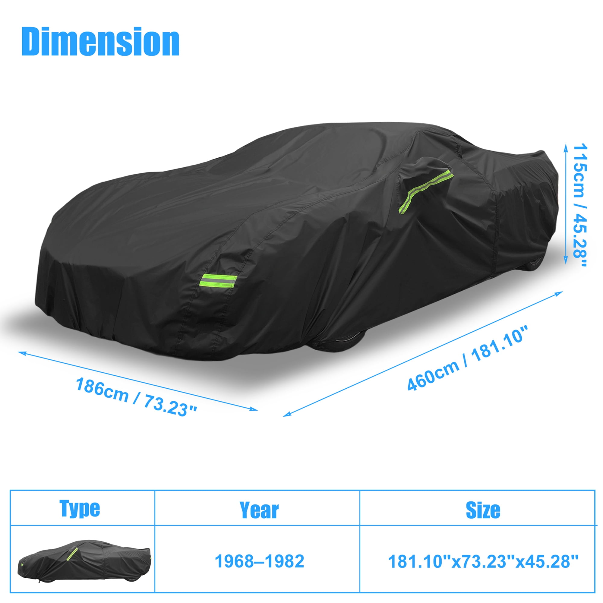 Unique Bargains 210Dpu Waterproof Car Cover Black ["for Chevrolet Corvette C4 1984-1996"]