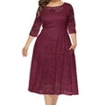 thumbnail image 3 of Njoeus Women's Plus Size Floral Lace 3/4 Sleeve Pencil Dress for Women Wedding Guest Cocktail Party Bodycon Fishtail Dresses XL-6XL, 3 of 4