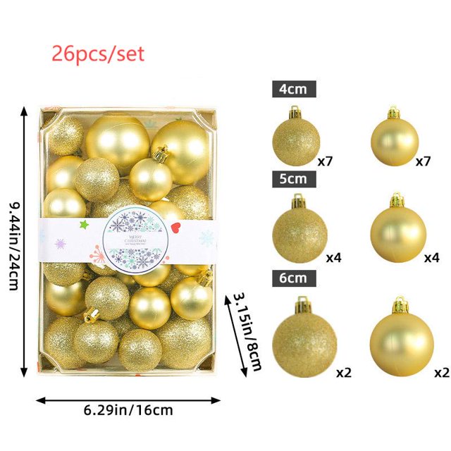 Bolas de Navidad XUQIANG Adornos de árbol de Navidad 26 piezas 3size