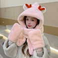 thumbnail image 3 of Opolski Thickened Plush Hat Winter Hat Women Autumn Winter Plush Hat Super Soft Elastic Solid Color Ultra-thick Deer Antler Design Warm Hat Winter Accessories, 3 of 7