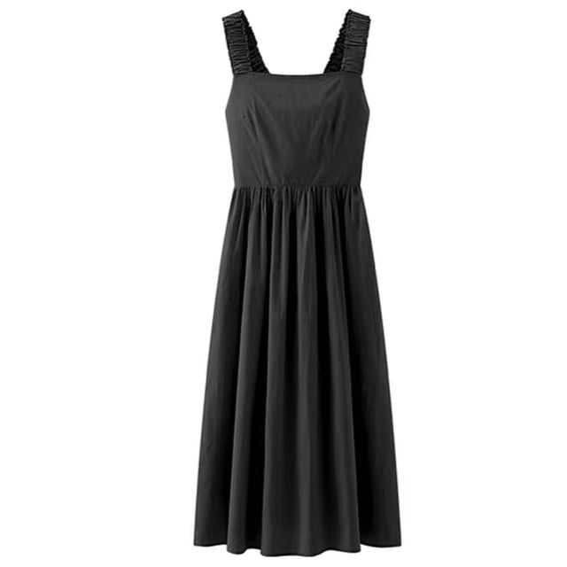 Vestido largo de verano para mujer, informal, bohemio, sin mangas, con tirantes finos, fruncido, largo, para playa, vestidos de sol, cintura alta, fluido, escalonado, línea A, vestido midi