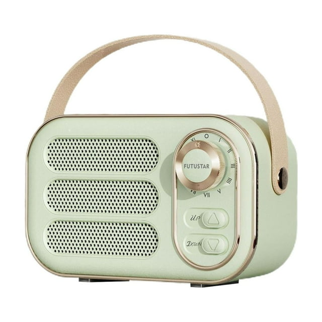 Altavoz inalámbrico pequeño de estilo retro, recargable, con sonido envolvente de 360 degree. Verde