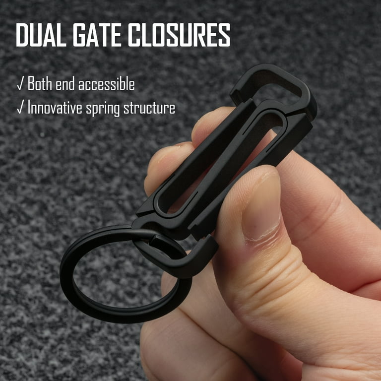 KeyUnity Double Side Carabiner Keychain Clip, KM11 Titanium Belt Key Holder Clips for Car Keys or Small Tools, Gray, Adult Unisex, Size: Keychain 2.95